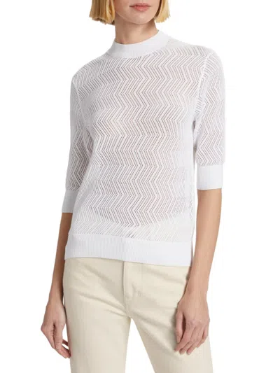 Proenza Schouler White Label Women's Nicola Pointelle Cotton Sweater In White