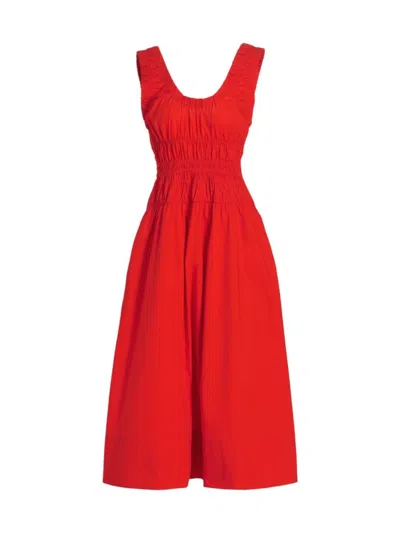 Proenza Schouler White Label Women's Penny Cotton Poplin Midi-dress In Poppy