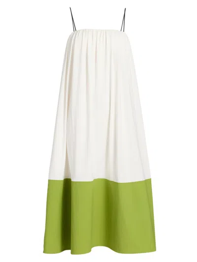 Proenza Schouler White Label Saria Two-tone Crepe-jersey Midi Dress In White