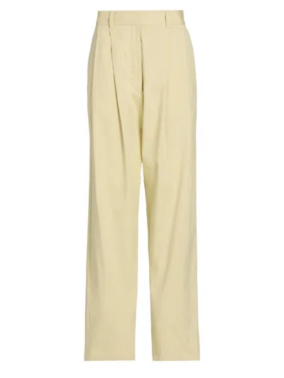 Proenza Schouler White Label Women's Taya Pleated Cotton-blend Pants In Yellow