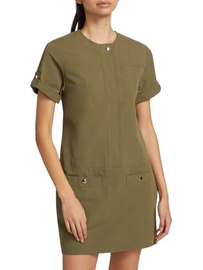 Proenza Schouler White Label Women's Watson Rumpled Cotton Shift Dress In Green