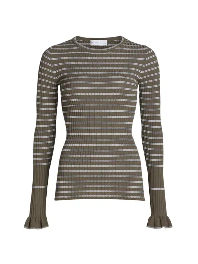 Proenza Schouler White Label Yasmine Striped Sweater In Gray