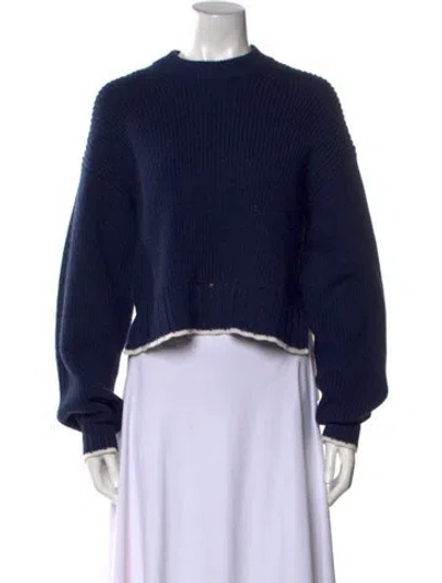 Pre-owned Proenza Schouler White Label Wool Crew Neck Sweater In Blue
