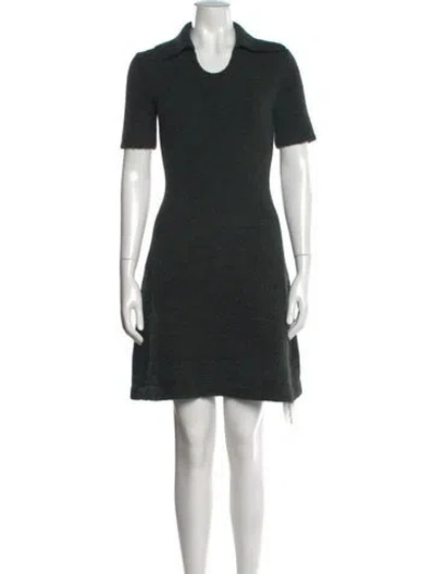Pre-owned Proenza Schouler White Label Wool Mini Dress In Green