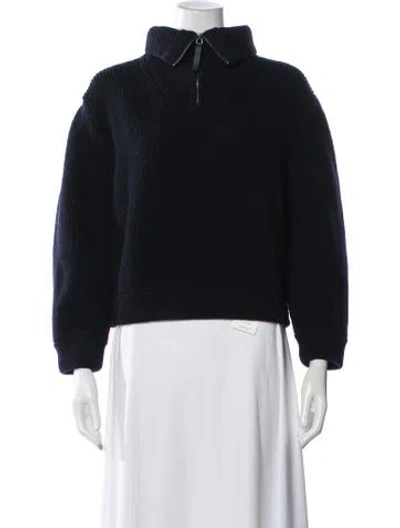 Pre-owned Proenza Schouler White Label Wool Mock Neck Sweater In Blue