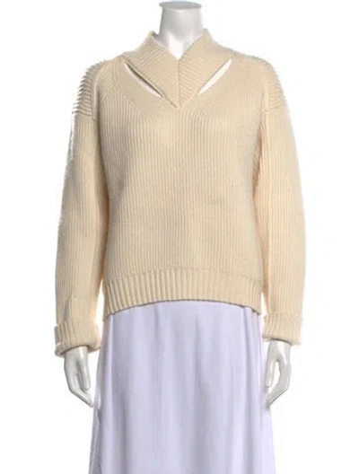 Pre-owned Proenza Schouler White Label Wool V-neck Sweater In Neutrals