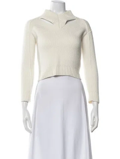 Pre-owned Proenza Schouler White Label Wool V-neck Sweater In Neutrals