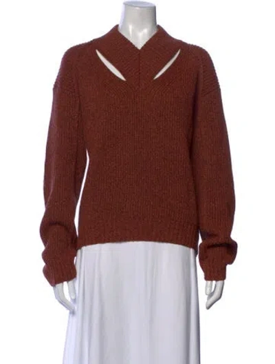 Pre-owned Proenza Schouler White Label Wool V-neck Sweater W/ Tags In Orange