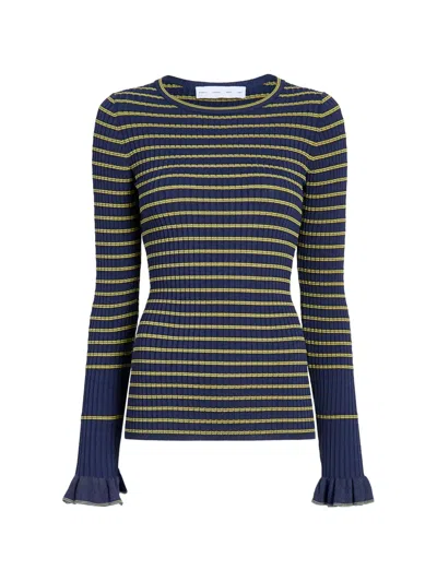 Proenza Schouler White Label Yasmine Striped Ribbed-knit Sweater In Blue