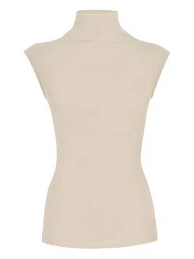 Proenza Schouler White Label Zane Brushed Rib Top In Neutral