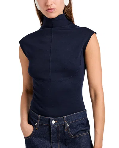Proenza Schouler White Label Zane Brushed Rib Turtleneck Top In Blue