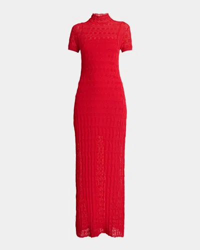 Proenza Schouler White Label Zein Geometric Knit Maxi Dress In Red