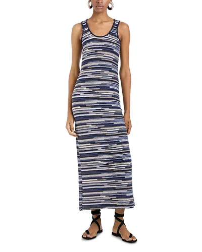 Proenza Schouler White Label Zinah Knit Dress In Linen Dry Rib Navy Multi