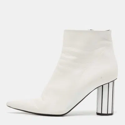 Pre-owned Proenza Schouler White Leather Ankle Length Boots Size 38