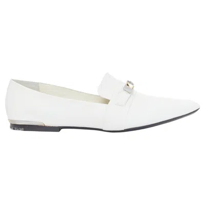 Pre-owned Proenza Schouler White Smooth Leather Signature Silver Embellishment Flats Eu39