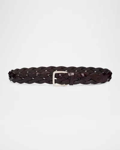 Proenza Schouler Wide Braid Leather Belt In Burgundy