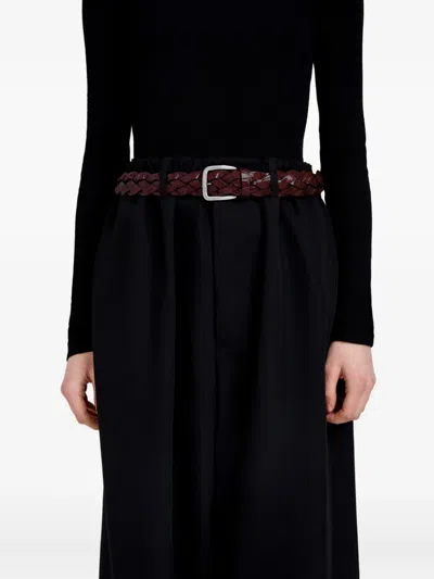 Proenza Schouler Wide Braided Calfskin Belt In Burgundy