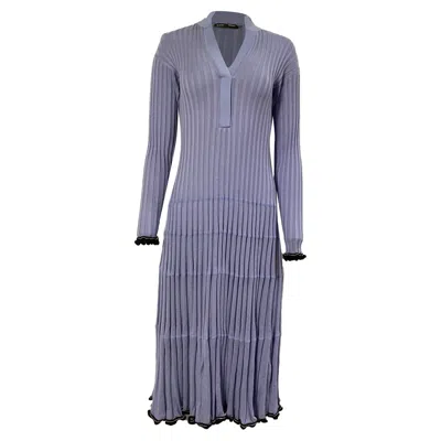 Proenza Schouler Wide Ribbed Midi Dress In Purple Silk-cashmere