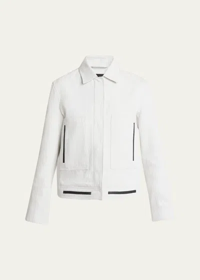 Proenza Schouler Wiley Leather Trim Suiting Jacket In White
