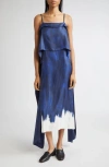 Proenza Schouler Wilma Abstract Print Layered Silk Dress In Blue