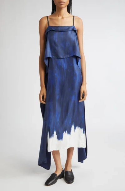 Proenza Schouler Wilma Abstract Print Layered Silk Dress In Blue