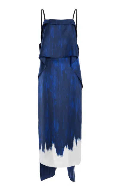 Proenza Schouler Wilma Double Printed Silk Dress In Blue