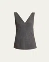 Proenza Schouler Winona Wool Jersey Top In Dark Grey Melange