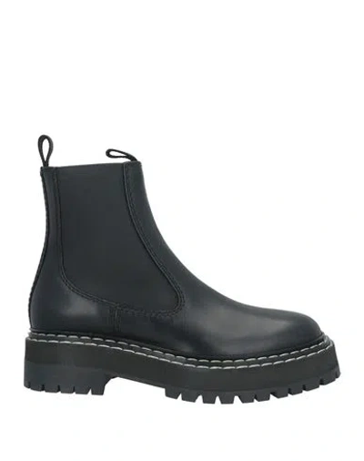 Proenza Schouler Woman Ankle Boots Black Size 7 Calfskin, Textile Fibers