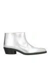 Proenza Schouler Woman Ankle Boots Silver Size 8 Calfskin In Silver