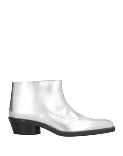 Proenza Schouler Woman Ankle Boots Silver Size 8 Calfskin