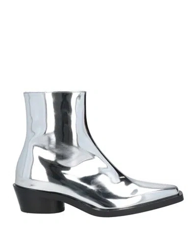 PROENZA SCHOULER PROENZA SCHOULER WOMAN ANKLE BOOTS SILVER SIZE 8 LEATHER