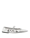 Proenza Schouler Silver Glove Mary Jane Crinkled Metallic Ballerina Flats In Silver