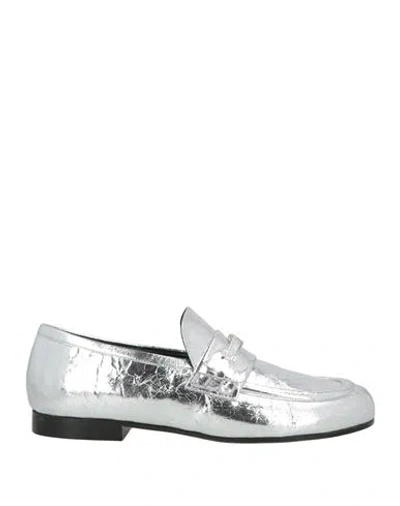 Proenza Schouler Woman Loafers Silver Size 8 Leather In Metallic