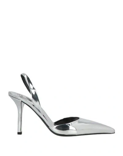 Proenza Schouler Woman Pumps Silver Size 8 Leather