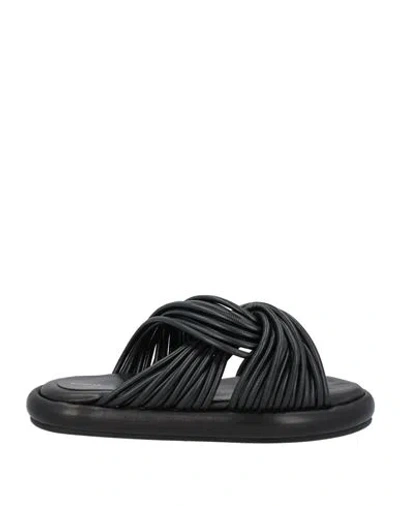 Proenza Schouler Pipe Rolo Leather Slides In Black