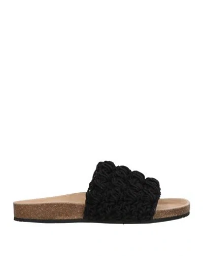 Proenza Schouler Woman Sandals Black Size 8 Textile Fibers, Leather