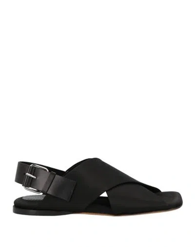 Proenza Schouler Woman Sandals Black Size 8 Leather, Textile Fibers