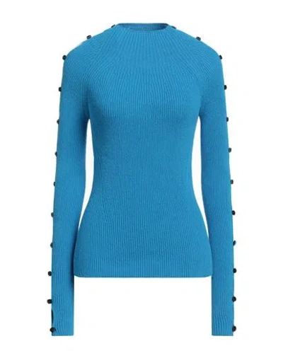 Proenza Schouler Woman Sweater Azure Size L Cotton, Polyamide, Viscose, Polyester, Elastane In Blue