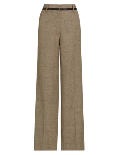 Proenza Schouler Women's Aidan Melangé Straight-leg Pants In Brown