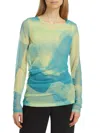 Proenza Schouler Amber Abstract-print Top In Cyan