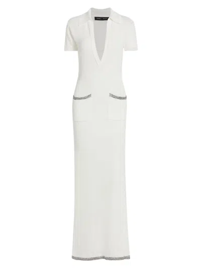 Proenza Schouler Women's Auden Plunging V-neck Knit Maxi Dress In White