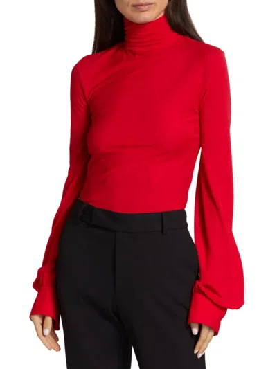 Proenza Schouler Women's Crepe Jersey Turtleneck Sweater In Red