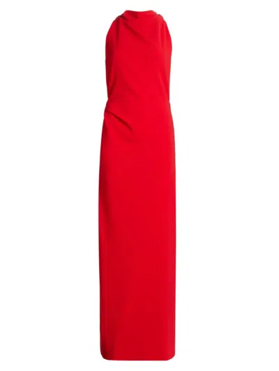 Proenza Schouler Faye Backless Matte Crepe Long Dress In Red