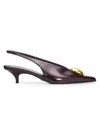 Proenza Schouler Women's Dome Slash 40mm Leather Slingback Pumps In Burgundy