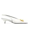 Proenza Schouler Women's Dome Slash 40mm Leather Slingback Pumps In White