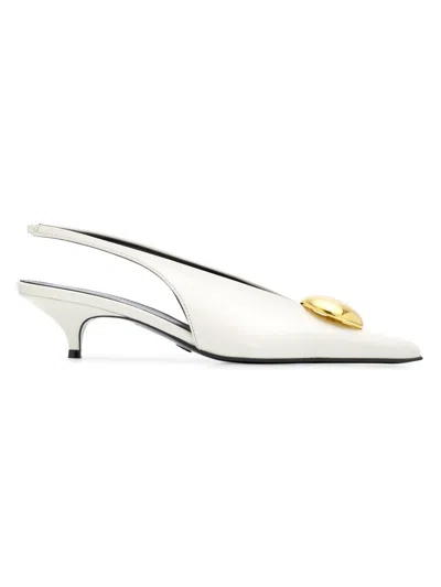 Proenza Schouler Women's Dome Slash 40mm Leather Slingback Pumps In White
