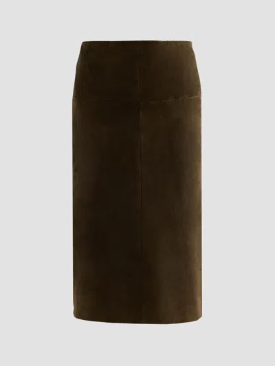 Proenza Schouler Women's Irine Suede Midi-skirt In Cypress