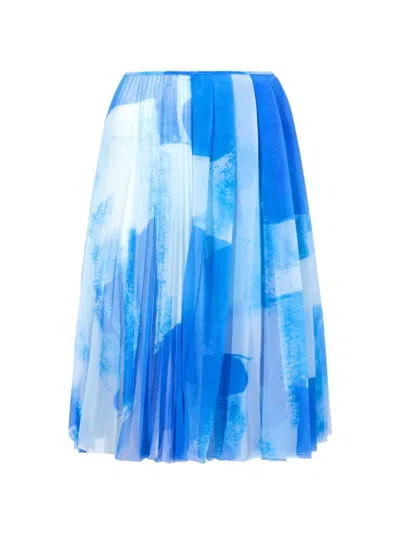 Proenza Schouler Women's Judy Mesh Pleated Midi-skirt In Cyan
