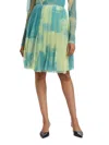 Proenza Schouler Pleated Printed Chiffon Skirt In Cyan