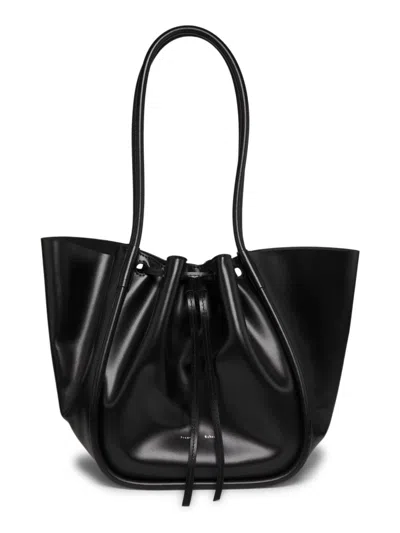 Proenza Schouler Women's Large Ruched Leather Tote Bag In Black